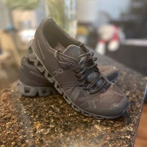 Ladies OnClouds black sneakers - gently used .